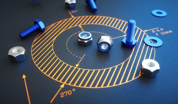 Bolts & nuts on a hatching blueprint extreme close up Bolts & nuts on a hatching blueprint extreme close up